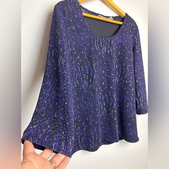 Y2K Easywear by Chicos Women Top M Purple Burnout half Sleeve Whimsigoth Witchy - Picture 3 of 9